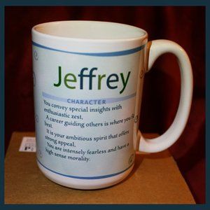 Ceramic coffee mug with the name Jeffrey - Melissa Mars Personal Creations - NWT